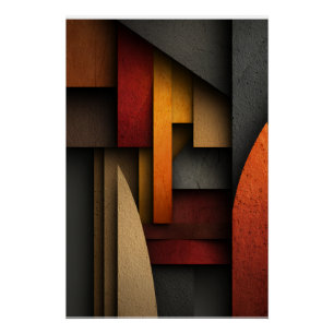 Poster Abstrait géométrique aux couches de tons terreux
