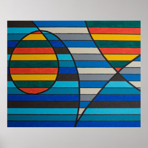 Poster Abstrait Géométrique avec Bandes et Formes Audacie