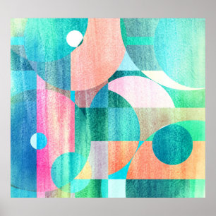 Poster Abstrait géométrique brillant et coloré