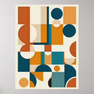 Poster Abstrait géométrique moderne du milieu du siècle r