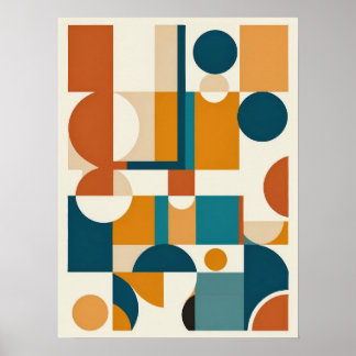 Poster Abstrait géométrique moderne du milieu du siècle r