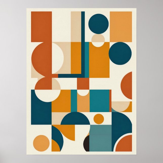Poster Abstrait géométrique moderne du milieu du siècle r (Devant)