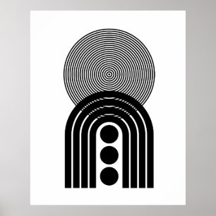 Poster Abstrait géométrique Noir moyen siècle Contemporai