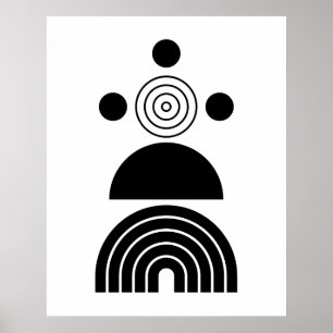 Poster Abstrait géométrique Noir moyen siècle Contemporai