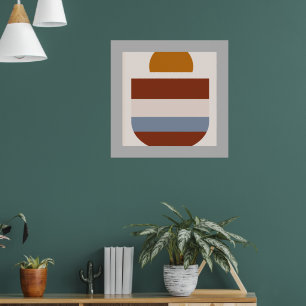 Poster Abstrait gris bordo couleurs naturelles