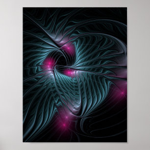 Poster Abstrait Imaginaire coloré fractal