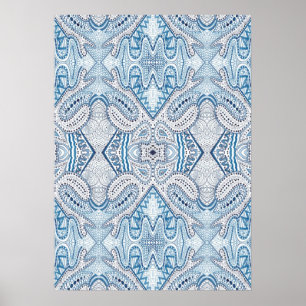 Poster Abstrait Indigo bleu
