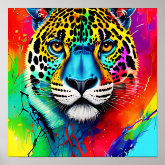 Poster abstrait jaguar coloré