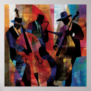 Poster Abstrait Jazz Musicians Art Imprimer