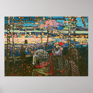 Poster Abstrait Kandinsky équitation Couple coloré