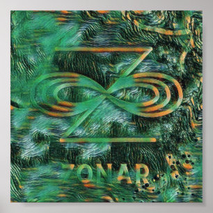 Poster Abstrait Karuna Reiki Green Zonar Symbole