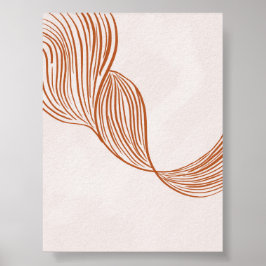Poster Abstrait Line Art en Terracotta