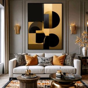 Poster Abstrait Luxueux Or Noir