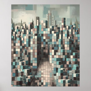 Poster Abstrait minimaliste géométrique moderne paysage u