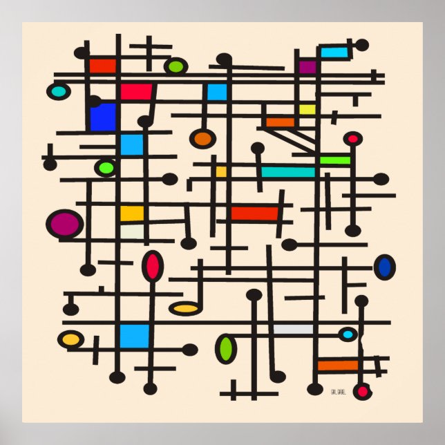 Poster Abstrait moderne du milieu du siècle #49 (Devant)