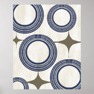 Poster Abstrait moderne du milieu du siècle - bleu