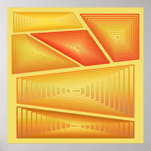 Poster Abstrait moderne - Pyramides de 3 jours, Or