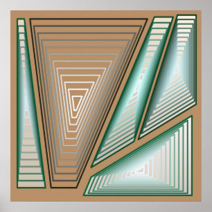 Poster Abstrait moderne - Pyramides de 3 jours, Taupe et 