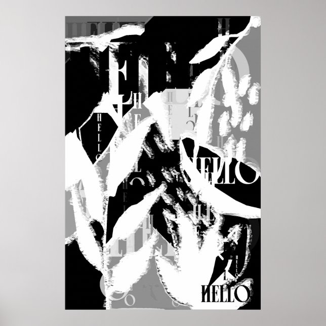 Poster Abstrait noir blanc gris (Devant)
