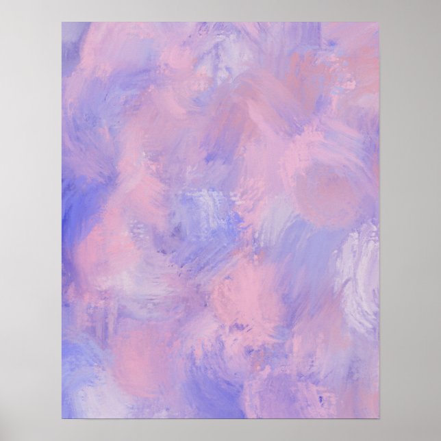 Poster Abstrait Pastel Blush Rose et Bleu (Devant)