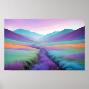 Poster Abstrait Paysage Vallée Nature Arrière - plan Art