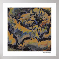 Abstrait Pop Fine Art Cool Retro Bleu foncé Jaune