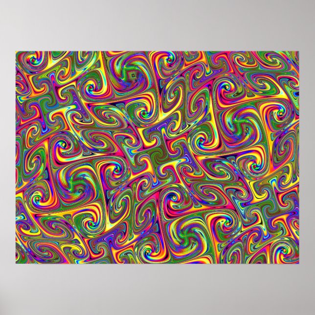 Poster Abstrait psychédélique coloré (Devant)