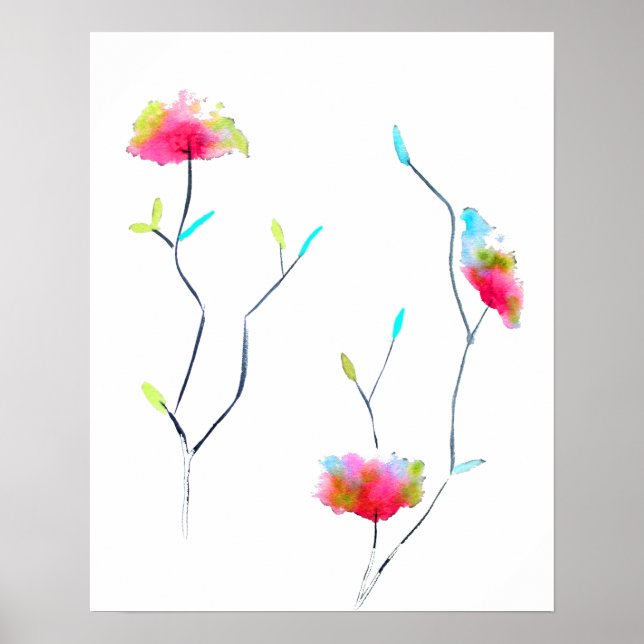 Poster Abstrait rose d'inspiration japonaise florale simp (Devant)