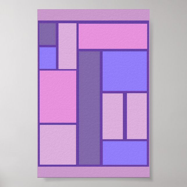 Poster Abstrait Rose Et Violet (Devant)