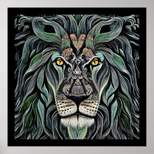 Poster Abstrait Shabby Chic King Lion
