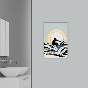 Poster Abstrait Sundown Ocean Surfer