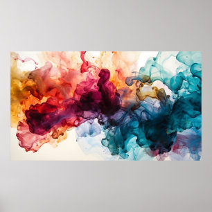 Poster Abstraite encre d'alcool colorée