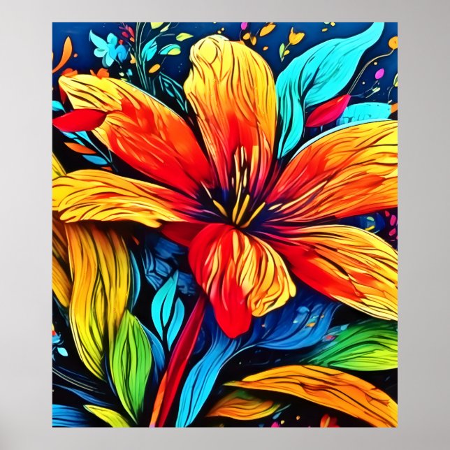 Poster Abstraite flambée florale (Devant)