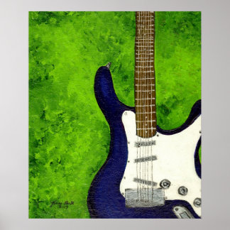 Poster Abstraite guitare électrique bleue avec arrière - 