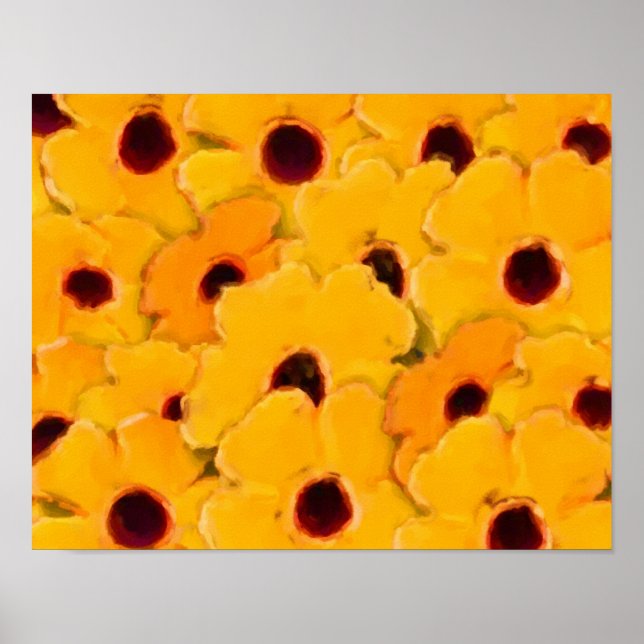 Poster Abstraite marguerite jaune Fleur Art peinture phot (Devant)