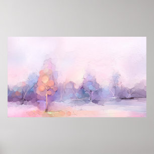 Poster Abstraite peinture à l'huile paysage forestier d'h