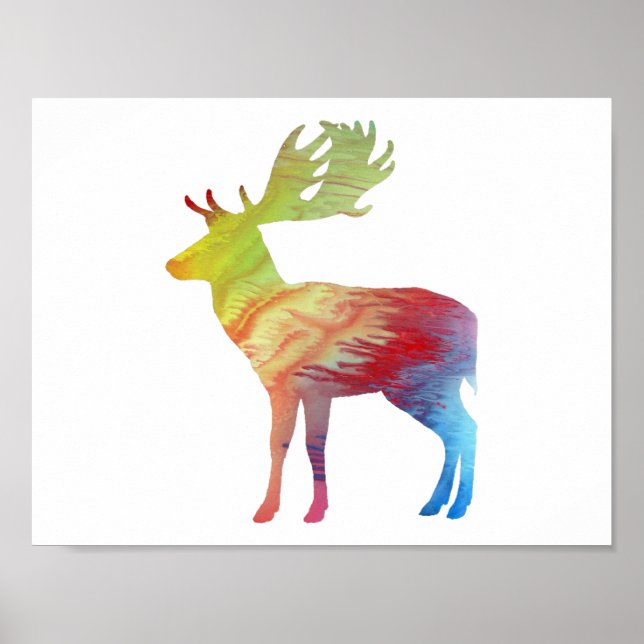 Poster Abstraite silhouette de cerf en jachère (Devant)