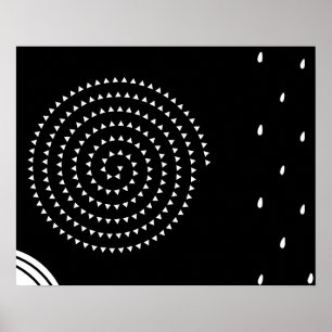 Poster Abstraite spirale blanche minimale, gouttes de plu