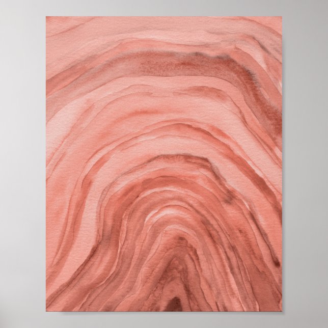 Poster Abstraite Terracotta Orange Agate II Aquarelle Art (Devant)
