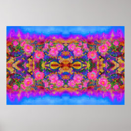 Poster Abstraits champs de tournesol rose fleuri rose rét