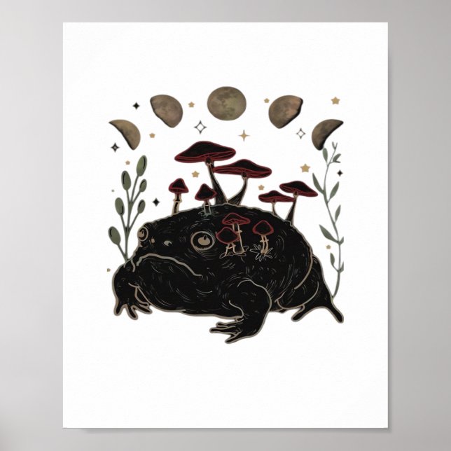 Poster Academia Moon Witchy Goblincore Aesthetic Frog Cla (Devant)
