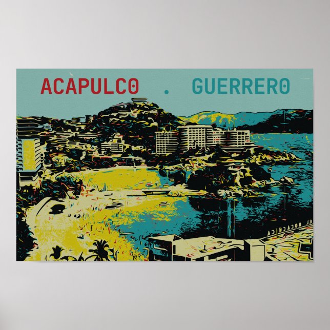 Poster Acapulco view, Mexique, carte postale Guerrero (Devant)