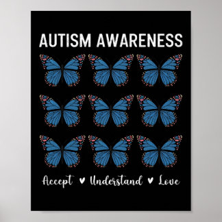 Poster Accepter Comprendre Aimer Papillon de sensibilisat