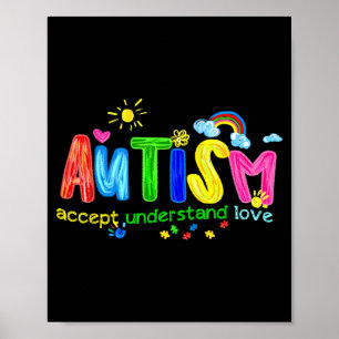 Poster Accepter l'autisme rétro Comprendre l'amour pour ê