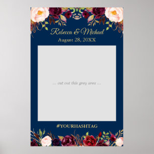 Poster Accessoire de photo de mariage bleu foncé bordeaux