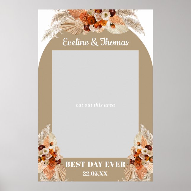Poster Accessoire de photo de mariage en terre cuite bohè (Devant)