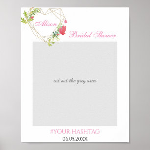 Poster Accessoire de photo de mariage floral rose avec cœ