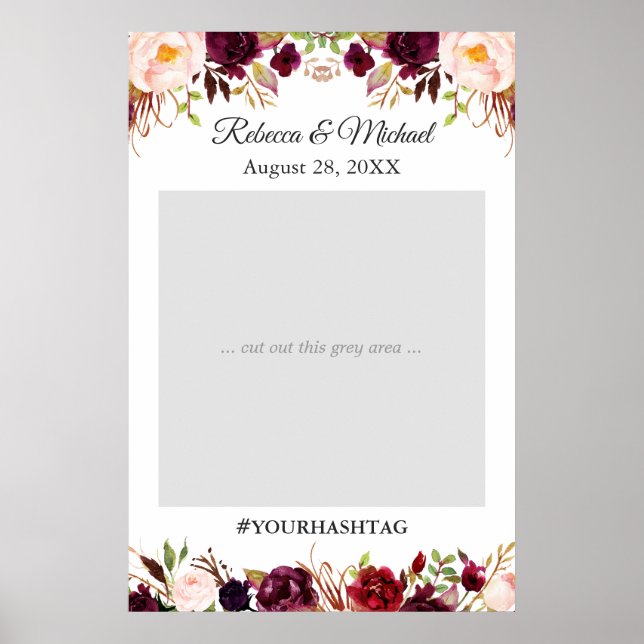Poster Accessoire de photo de mariage floral rouge de Bou (Devant)