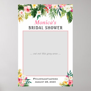 Poster Accessoire de photo de mariage tropical floral d'é