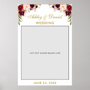 Poster Accessoire de Photobooth de Mariage   Bourgogne Or